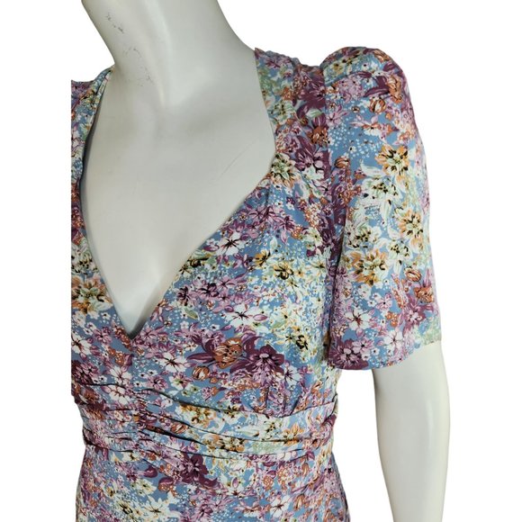 Floret Studios Floral Print Empire Waist Maxi Dress Women's XL Puff Sleeve - Picture 4 of 16